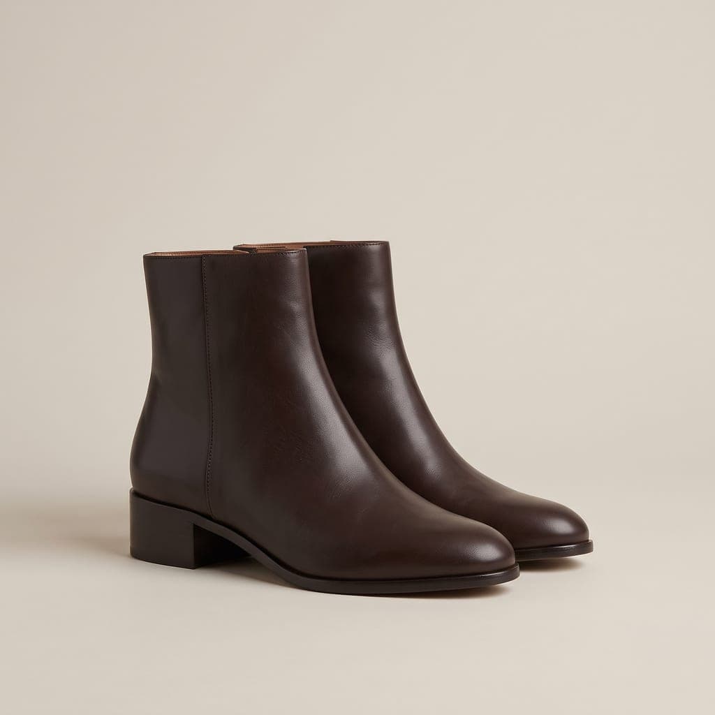 Produktfoto dunkelbrauner Stiefeletten aus Leder
