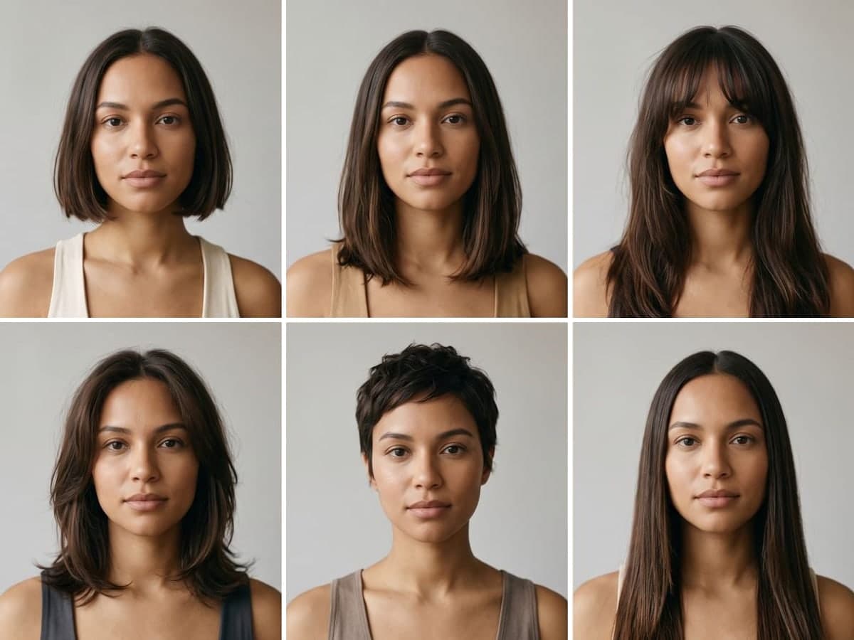 Poster of six portraits of the same woman with six different haircuts